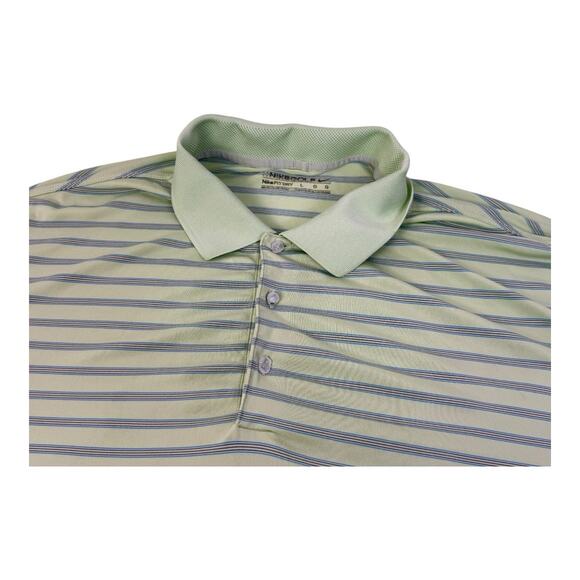 Nike Golf Dri Fit Mens Green Striped Short Sleeve Polo Shirt Size Large - Picture 11 of 14